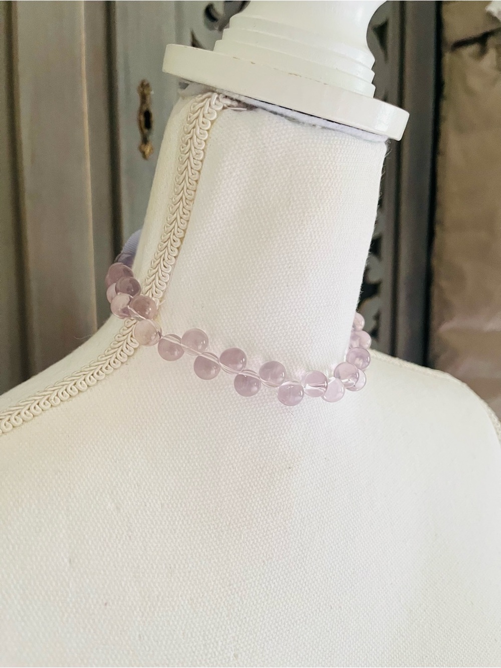 Crewcuts lavender purple translucent beaded necklace with grosgrain